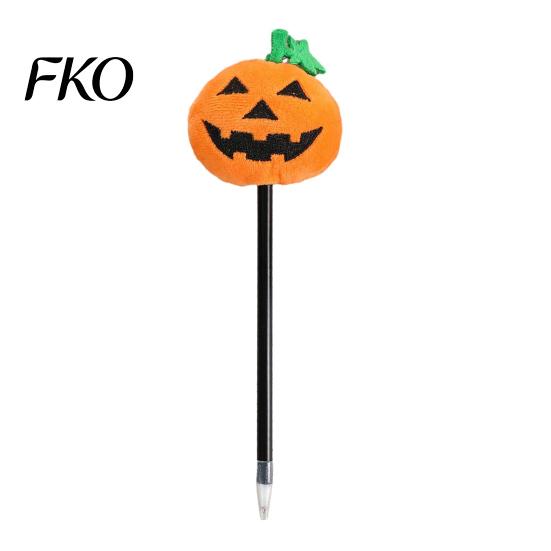 Smooth Writing Pen Halloween Pumpkin Gel Ink Pen, 0.7mm Rollerball with Plush Pumpkin, Novelty Black for Party Favors, Gift Supplies Marker