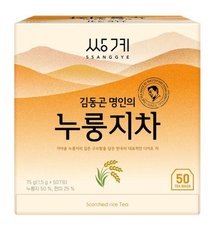 Ssanggye Tea Nurungji Tea 50 Tea Bags – Traditional Korean Roasted Rice Tea 1 box