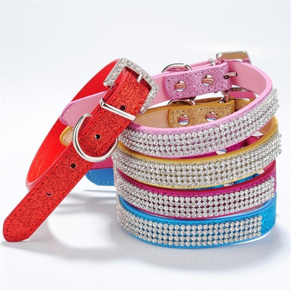 Crystal Diamond Rhinestone Pet Collar PU Leather Sparkling Cat Collar  for Pet Supplies