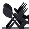Black Cutlery Table Napkin Holder Standing Metal Fork Spoon Cutter Tissue Stand Home Kitchen Dining Table Flatware Paper Towel Dispenser Organizer