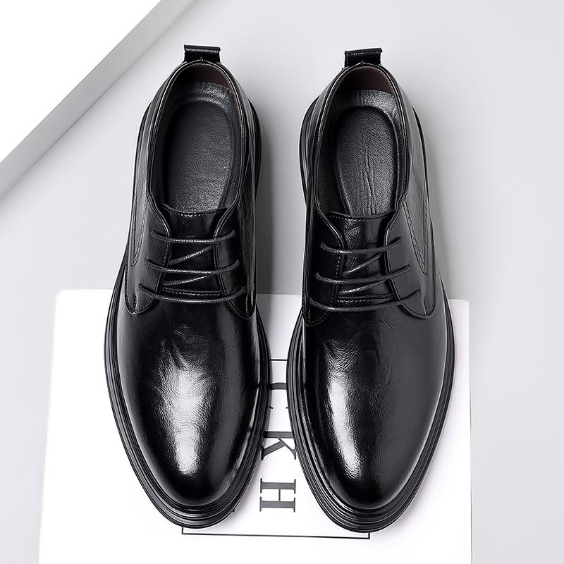 Men's Genuine Leather Shoes Brand Men's Business Shoes Conference Banquet Dress Shoes Pointed Men's English Style Casual Shoes