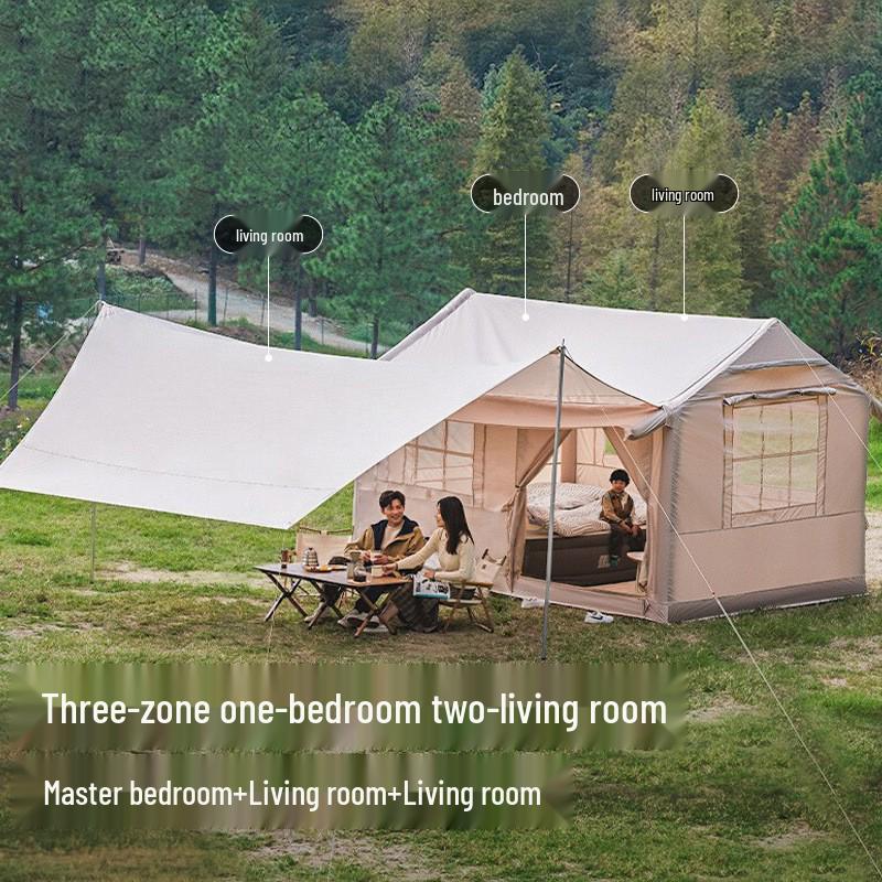 Inflatable Outdoor Camping Tent - Family Travel & Picnic, Portable, One Bedroom & Living Room, Rainproof & Sun Protection, In Stock
