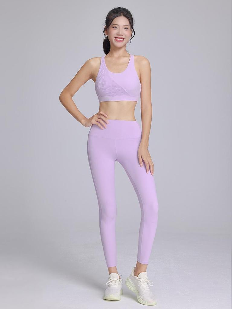Spring-Summer High Waist Ribbed Patchwork Leggings: Butt-Lifting, Tummy-Control Yoga & Running Pants