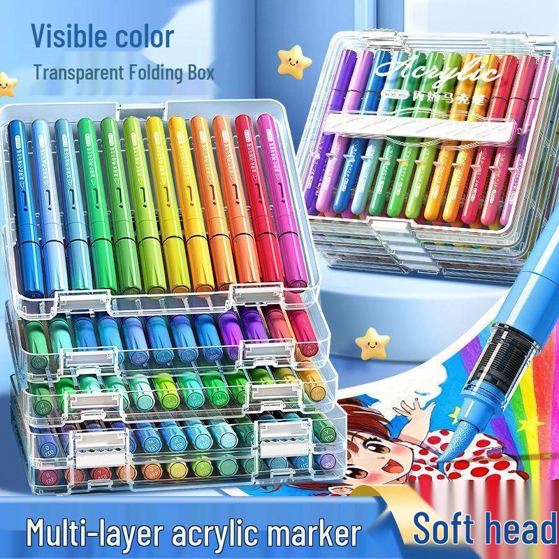 Acrylic Soft Tip Watercolor Pen for Kids - Non-Bleeding, Ideal for Layering on Special Paper.