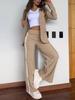 Women's Autumn/Winter Casual Lapel Suit with Wide-Leg Pants - European & American Style Two-Piece Set