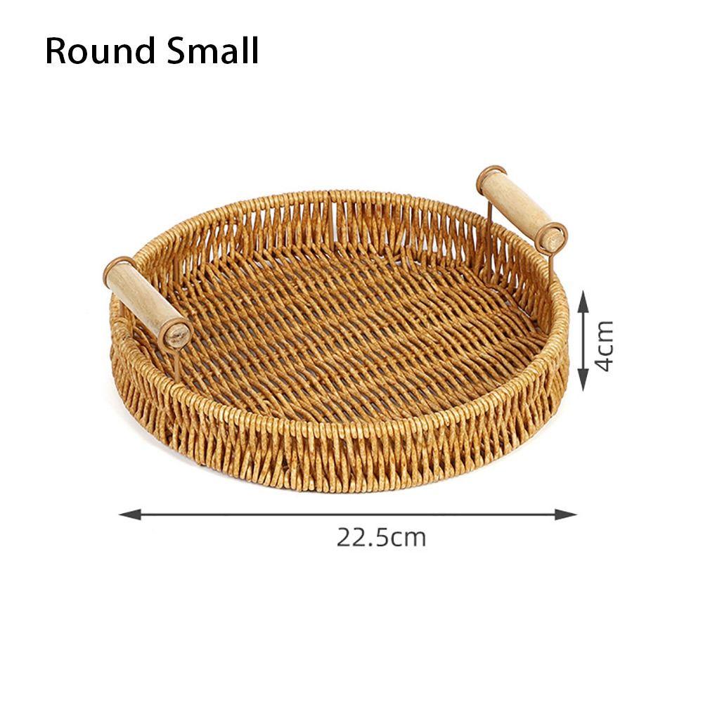 1Pcs Breakfast Bread Food Storage Tray Fruit Vegetable Cake Wicker Plastic Rattan Threads Basket