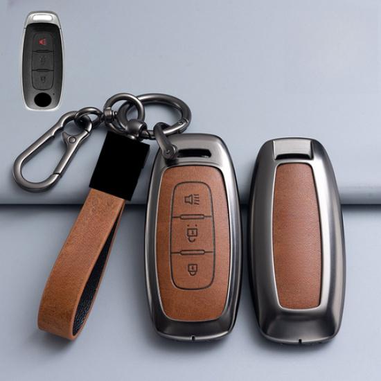 Zinc Alloy Leather Car Key Fob Case Cover Bag For Nissan Rogue Pathfinde Ariya
