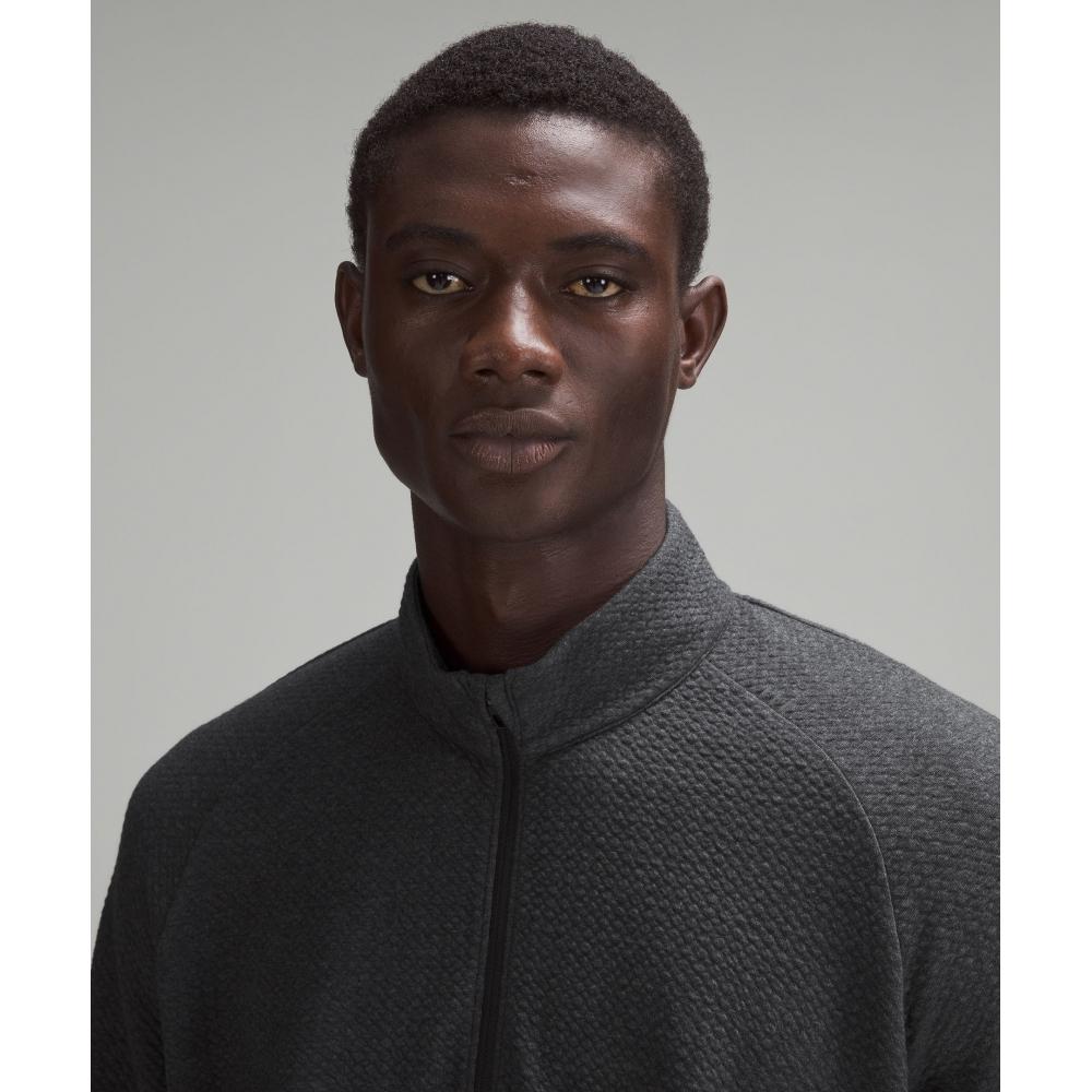 Lululemon Textured Double Knit Cotton Half Zip Heathered Black Black