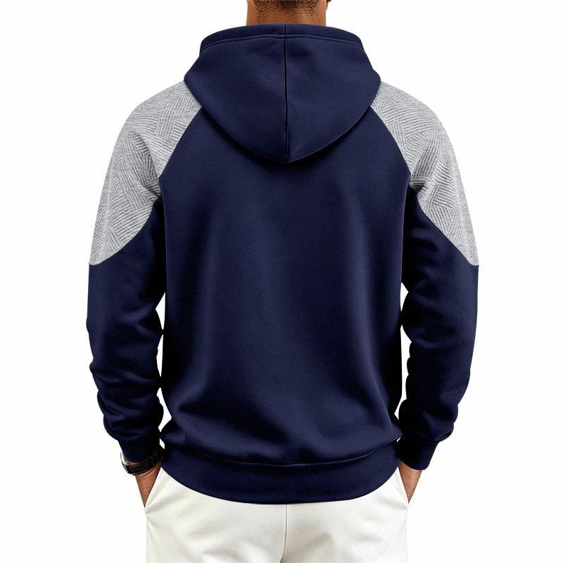 Autumn Winter Heavyweight Hoodie Men Patchwork Knitted Hooded Sweatshirt Loose Casual Pull On Hoodies Man Streetwear Sweatshirts