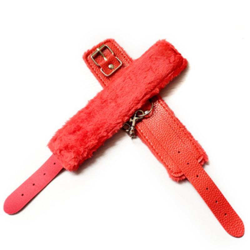Nylon Color Wrist Cuffs Soft Plush Lining Adjustable Metal Buckle For Couples Bedroom Play