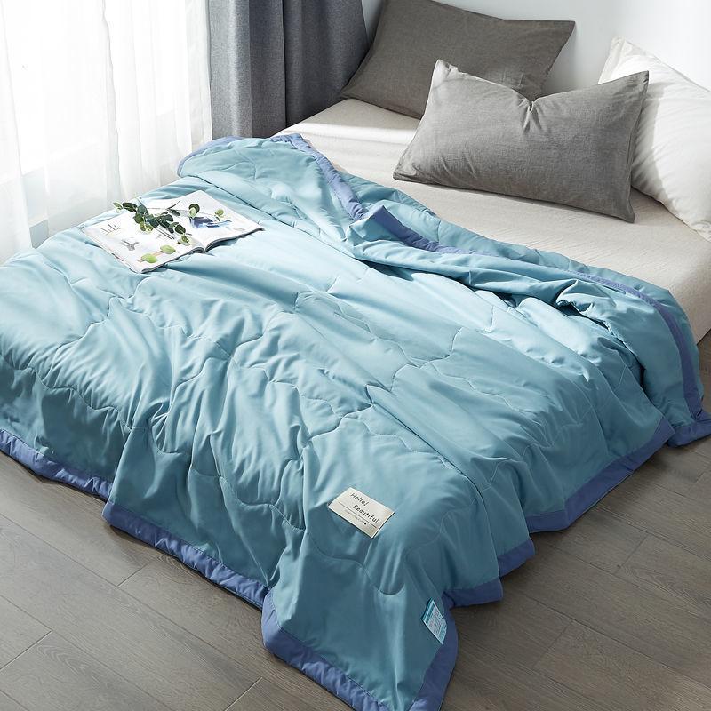 Green Plaid Quilt for Summer Japanese Style Soft Thin Air Conditioning Throw Single Double Machine Washable Breathable Blanket