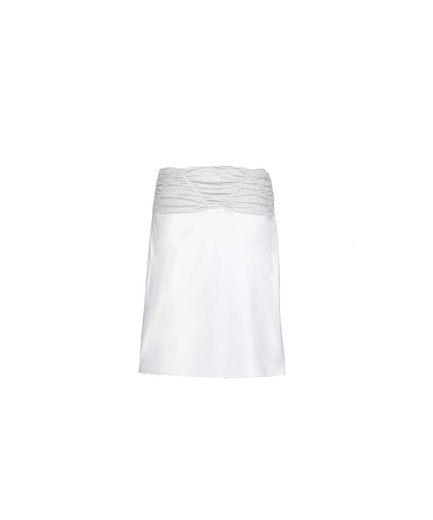 Pilse Shirring Satin Midi Skirt, White