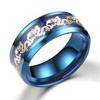 8Mm Men Black Red Stainless Steel Finger Ring Viking Dragon Blue Cubic Zirconia Inlay Finger Ring Nuptial Bridal Band Beveled Edge Comfort FitTrendy
