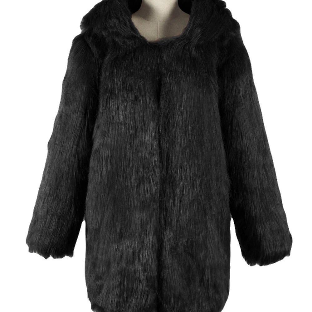 2 Cheng Juan autumn and winter new products hooded long imitation fur coat top women