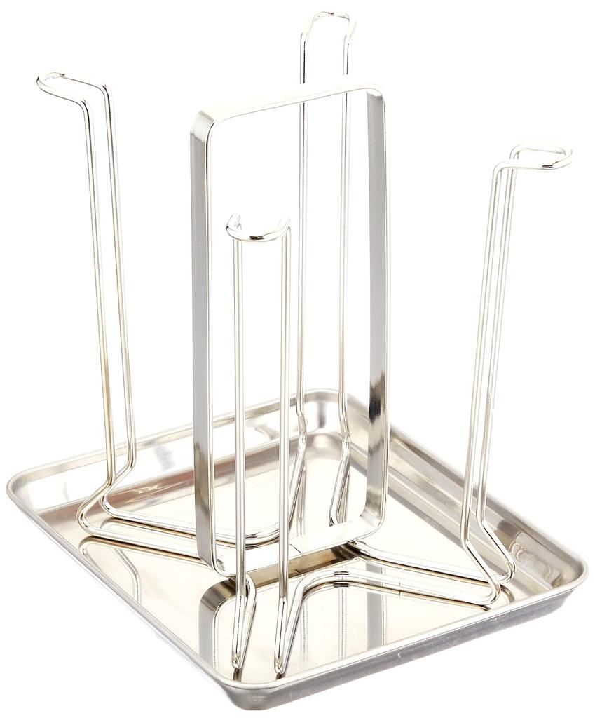 Wahei Freiz Glass Stand for 4 Glasses, with Drip Tray, Stainless Steel, SUI-Gut SUI-6083