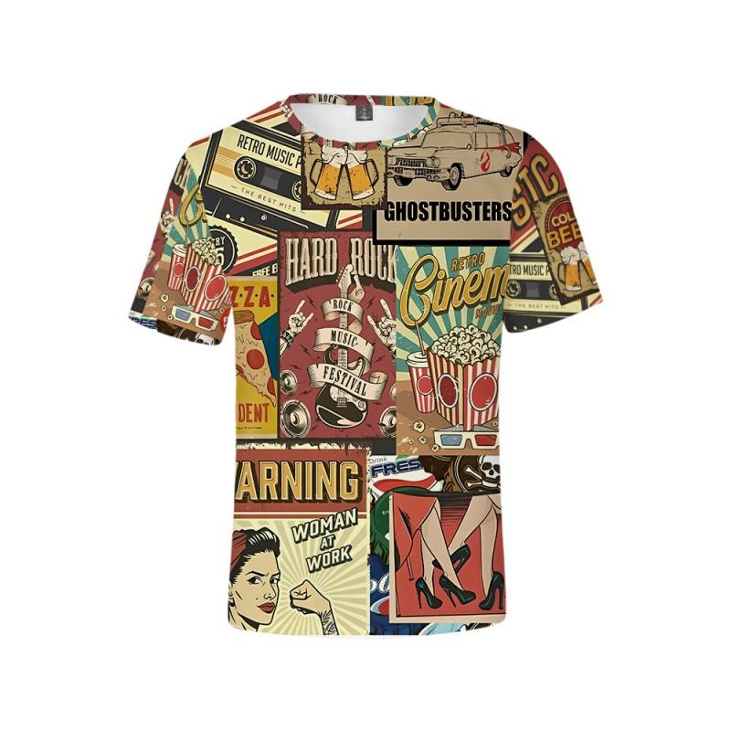 Mens 3D Anime Print Crew Neck Short Sleeve T-Shirt Casual Tee Teens Adults