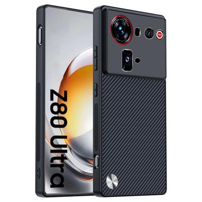 Housse Antichoc pour Nubia Z80 Ultra Z70 Z60 Ultra Étui Texture Fibre de Carbone Cuir PU Protection Housse de Téléphone Capa