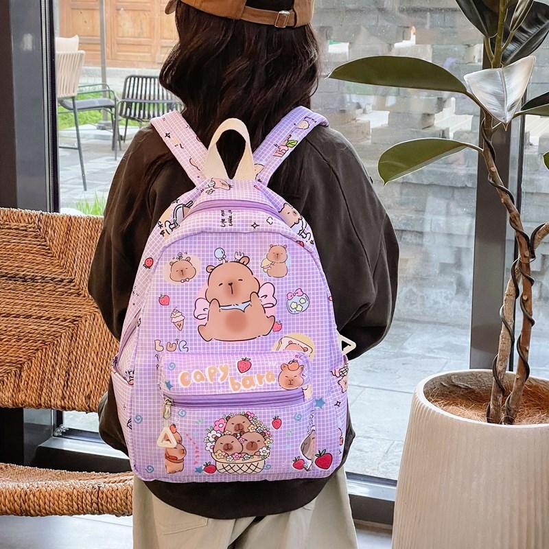 SchulranzenKapibara niedlicher Cartoon-Rucksack für Jungen und Mädchen lässig vielseitig Trend klein