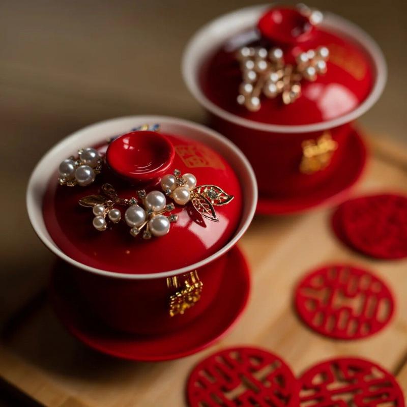 

Wedding Ceramic Gaiwan Tea Cup Set