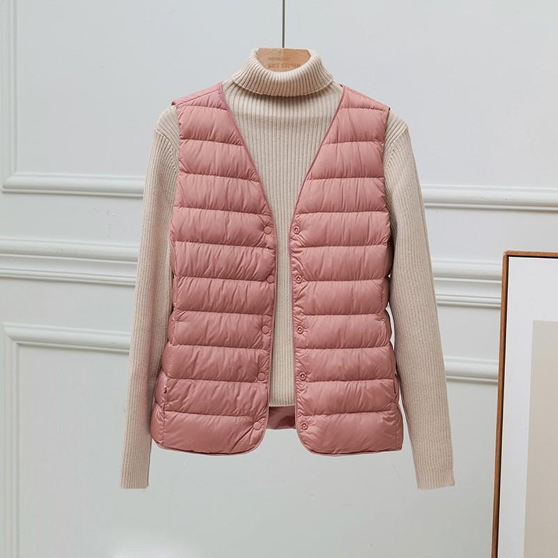 Womens Lightweight Down Vest V-Neck Loose Fit Short Plus Size Layering Fall 2025
