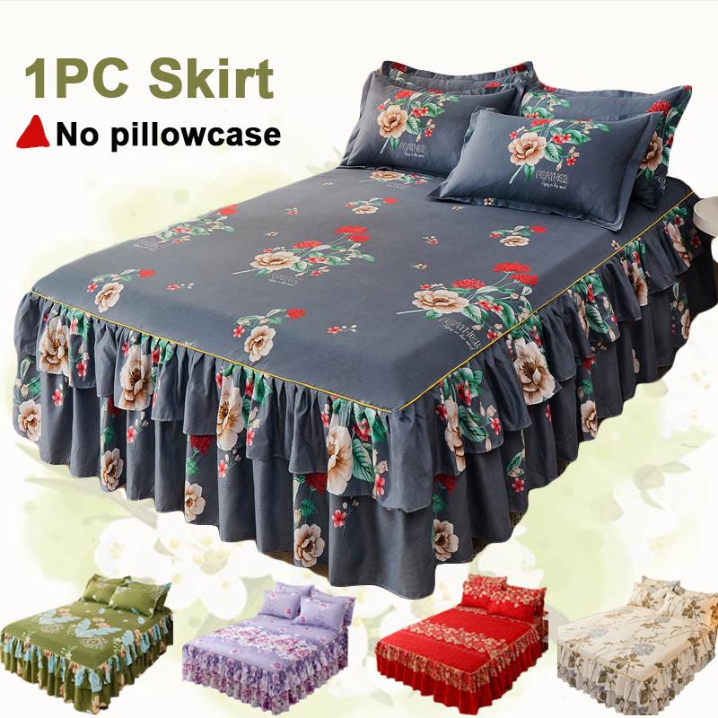 

1pc Soft and Comfortable Ruffled Bed Skirt (1 Bed Skirt, No Pillowcases) Macrame Bed Skirt, Flower Printed Skirt Nonslip Bedding Set Room Bedding 120*200cm(Only sheet)