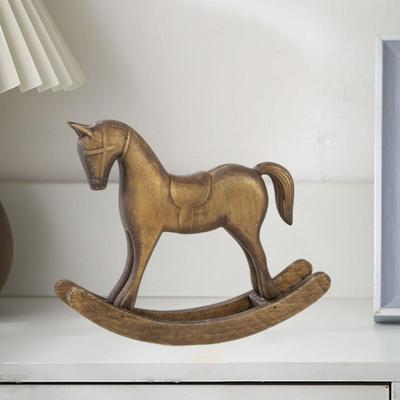 Statua Cavalluccio a Dondolo Decorativo, Scultura in Legno per Mobile TV, Scrivania, Inaugurazione Casa