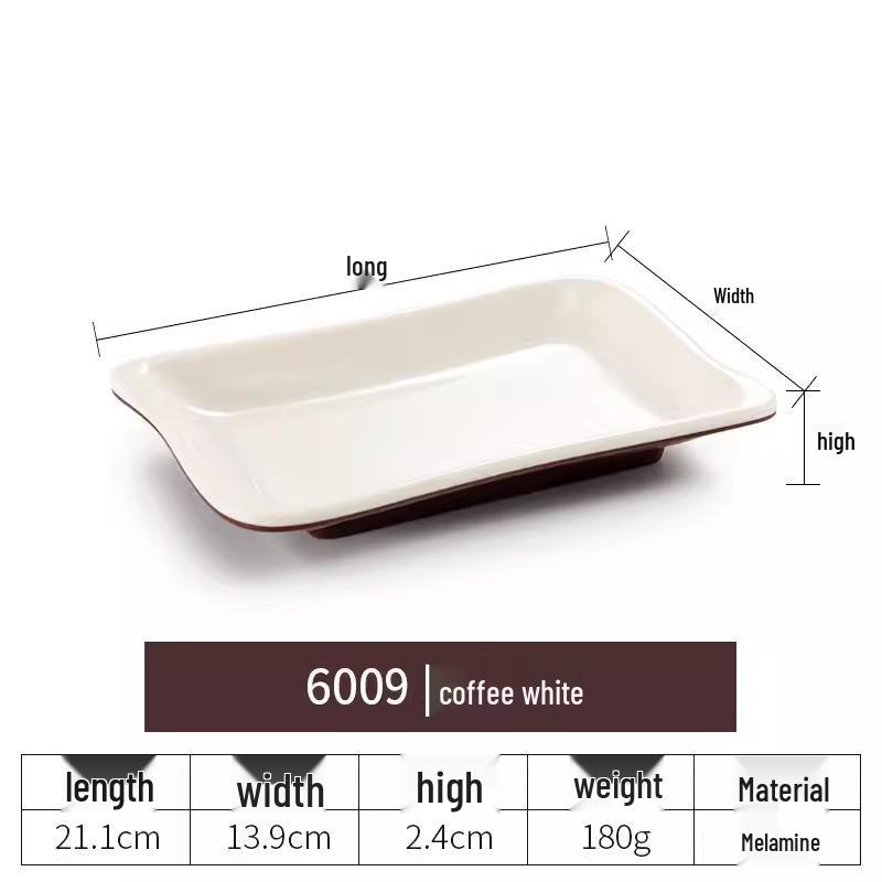 Melamine Rectangular Plate for BBQ & Side Dishes - Imitation Porcelain Tableware