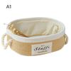 Desktop Storage Basket Jute White Cotton Lining Sundries Snack Basket with Handles for Home Office Hotel Oval