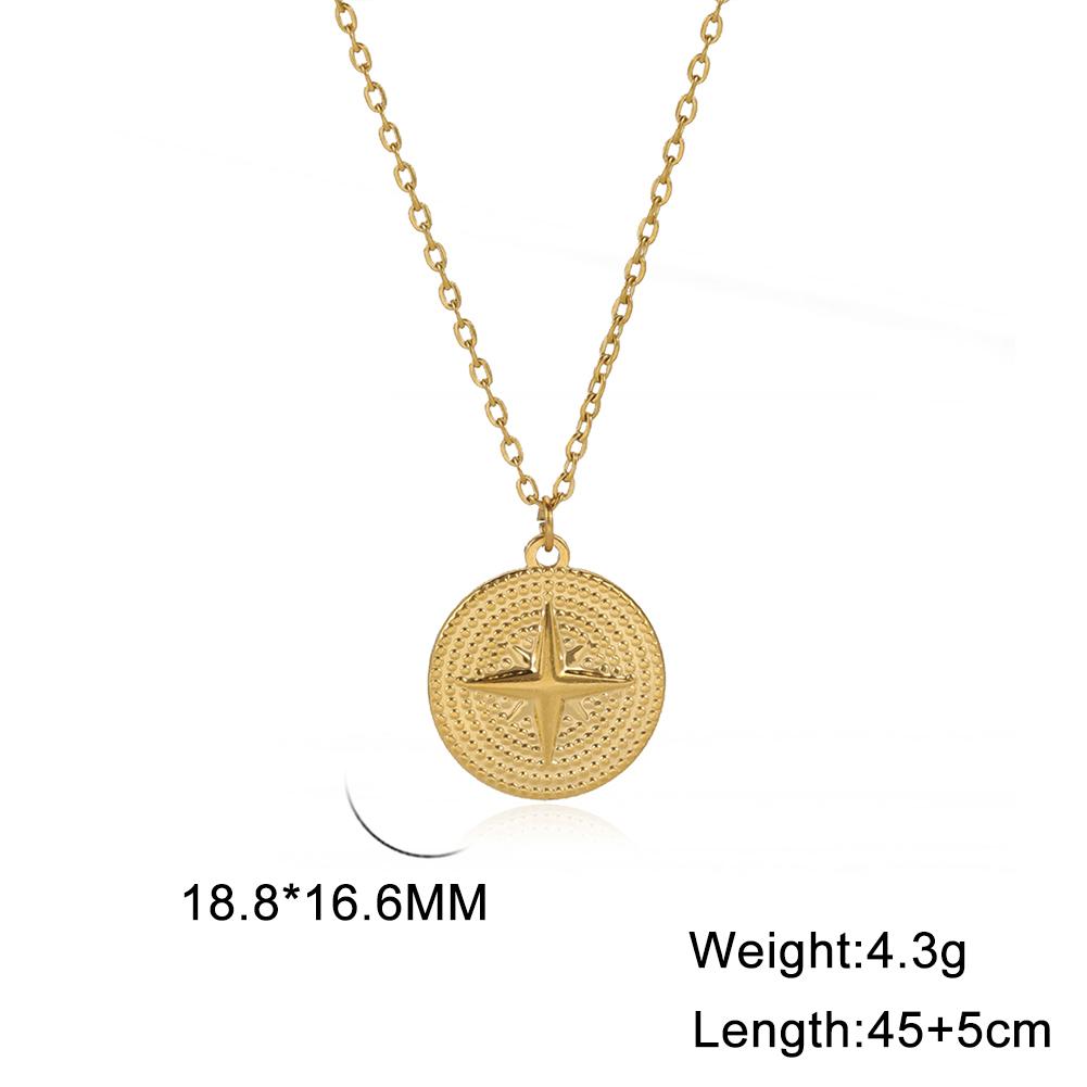 Cazador North Star Pendant Necklace for Women Gold Color Coin Stainless Steel Choker Chain Necklace Jewelry Mother Day Gift New