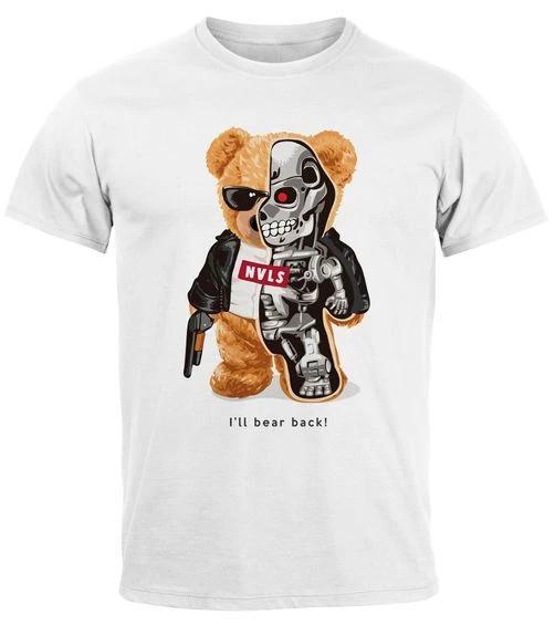 Mens T-Shirt Print Teddy Bear I ll bear back Meme Parody Saying Techwear XXL