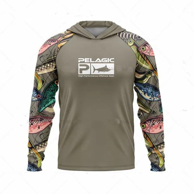 Abbigliamento da Pesca Oceanica Protezione Solare Manica Lunga Protezione UV con Cappuccio UPF50+