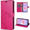 Case for Samsung Galaxy A37 5G, Synthetic Leather Protection Floral Butterfly Pattern - Fuchsia