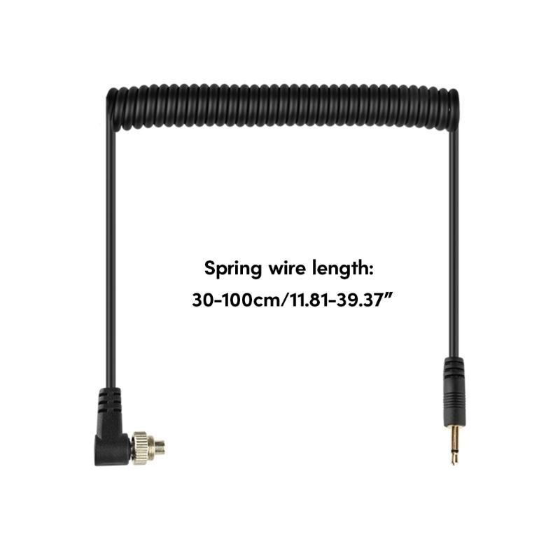 Camera Flash Sync Cable, Professional Coiled Wire 2.5mm 3.5mm 6.35mm PC Connector Stable Connection and Quick Triggering