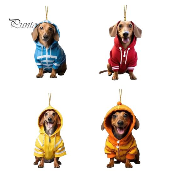 Acrylic Dog Car Pendant Ornament Cute Christmas Car Charm Festive Hanging Ornament for Trees Windows Doors