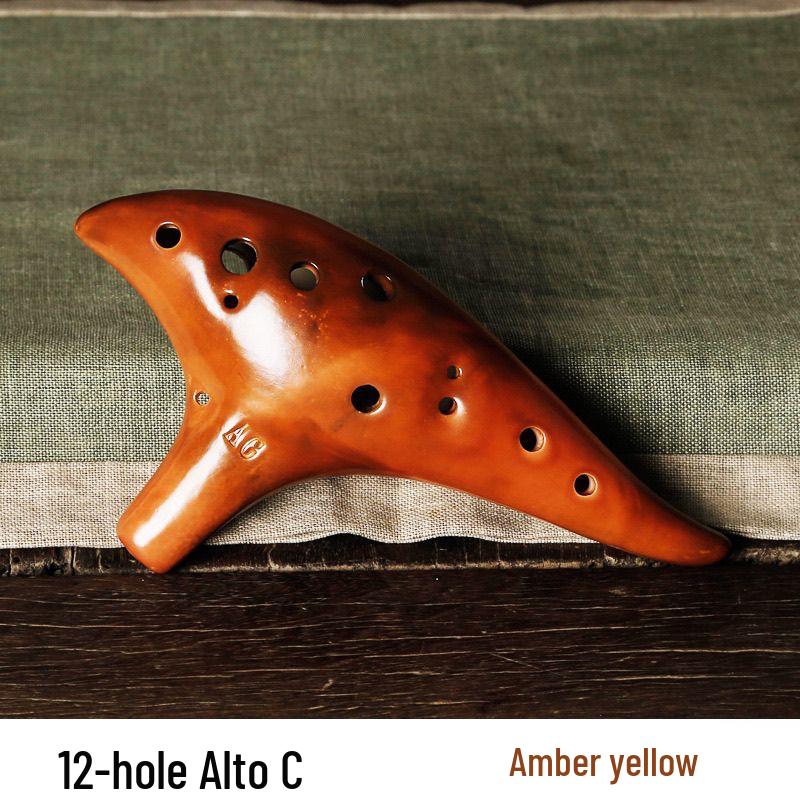 12-Hole Alto AC Tone Smoked Ocarina for Beginners & Professionals – Folk Instrument for Teaching & Performance.