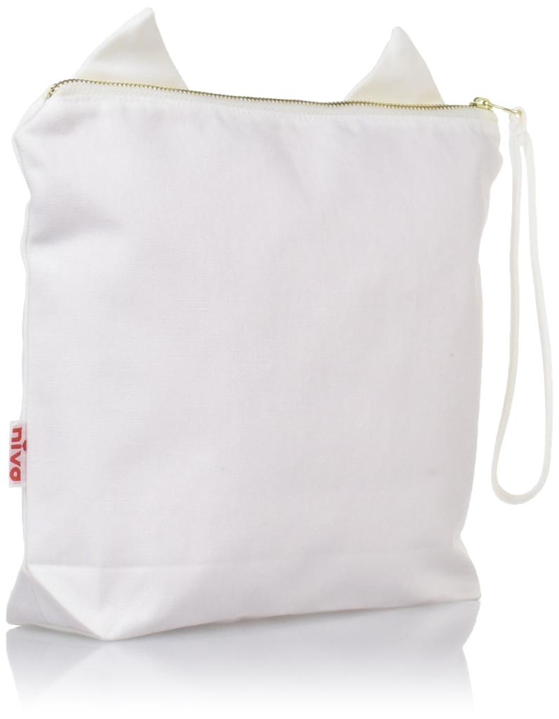 Niva In Cute Cat Pouch with a Cosmetic Diaper Baby Birthday Gift CAT White White [Made Japan] Heart-Shaped Nose, Pouch, Pouch, Gift, Mom, (Niva)