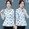 Women Clothing Polka Dot Printed Blouse Commute Long Sleeve Korean Single-breasted  Polo-Neck Fashion Shirt
