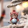 Adorable 2d Acrylic Cat Cup Ornament Creative Cartoon Decoration For Cars And Christmas