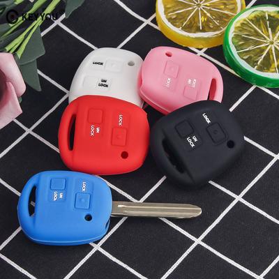KEYYOU 2 Buttons Silicone Car Key Fob Case Cover Skin For TOYOTA CAMRY RAV4 PRADO COROLLA AVENSIS LAND CRUISER YARIS For