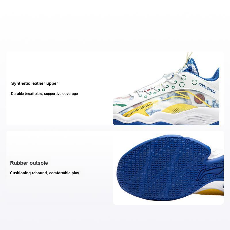 Li Ning Kids Pioneer Ling Primary 2.0 Synthetic Leather Cool Shock Absorption Breathable Low Top Basketball Shoes Kids Basketball Shoes YKBS018-13