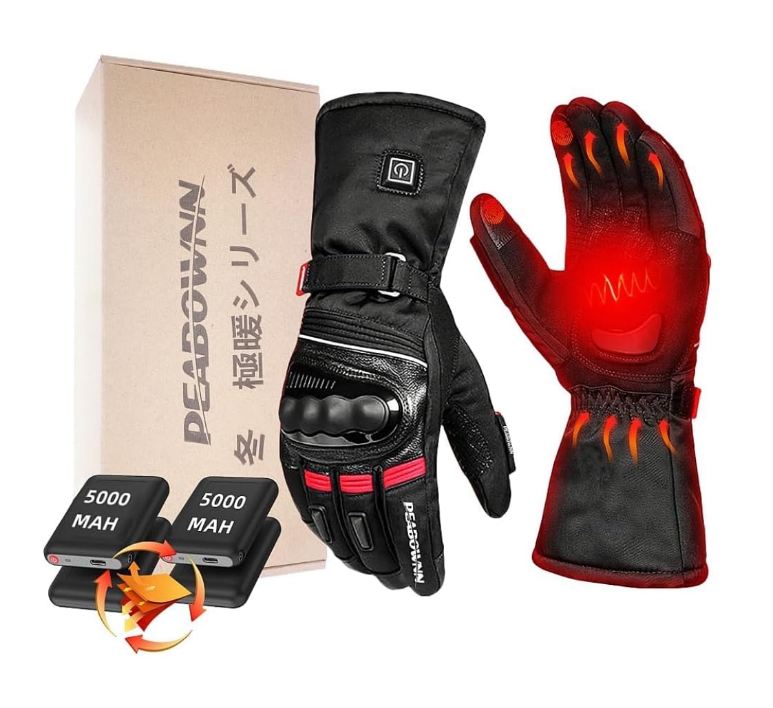 

Peabownn Heated Motorcycle Gloves USB Waterproof Winter PSE Interchangeable Heated Touchscreen Shock Wiper Day Popular Heated Gloves - 10,000mAh