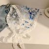 Soft Wrap Floral Cotton Head Scarf Sweet Printing Hair Scarf Lace Triangle Scarf  Beach