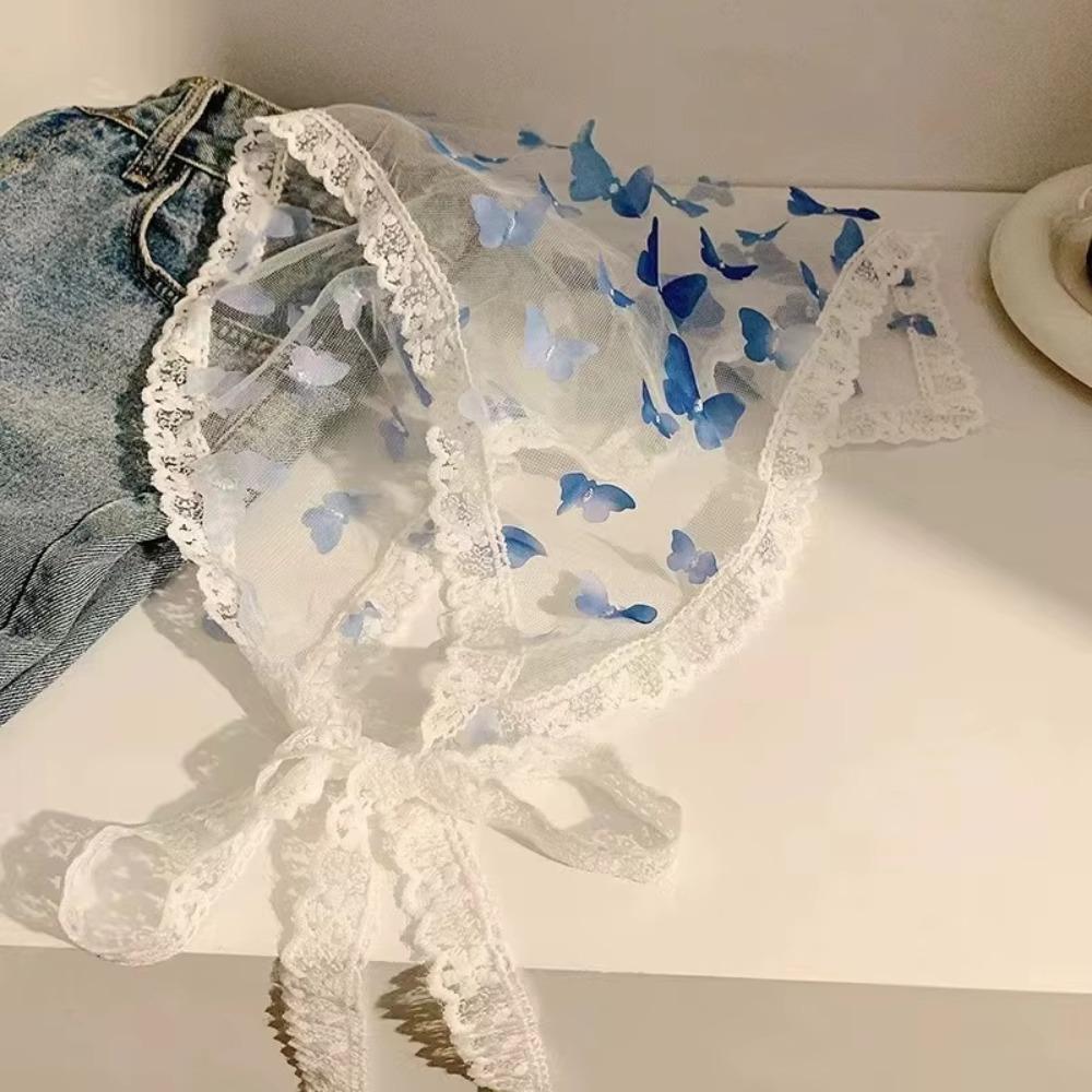 Soft Wrap Floral Cotton Head Scarf Sweet Printing Hair Scarf Lace Triangle Scarf Beach