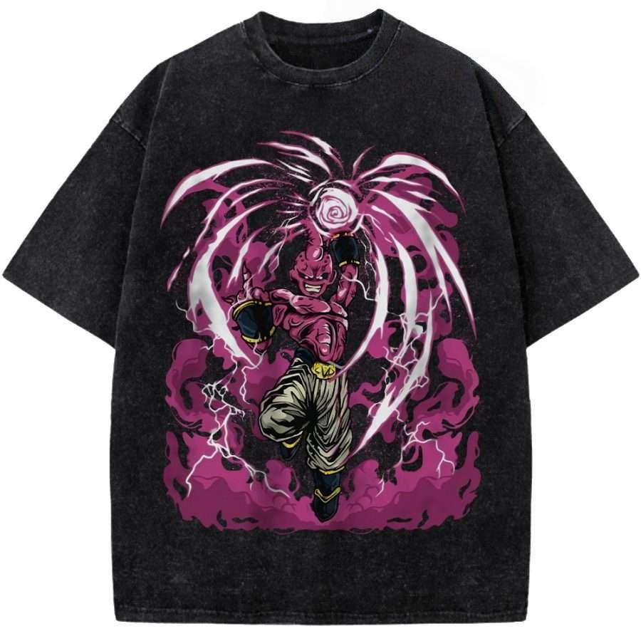 Dragon Ball Majin Buu All Forms Printed Tshirt Mens and Womens Washed Tshirt High Quality Vintage Cotton Tshirt Tops