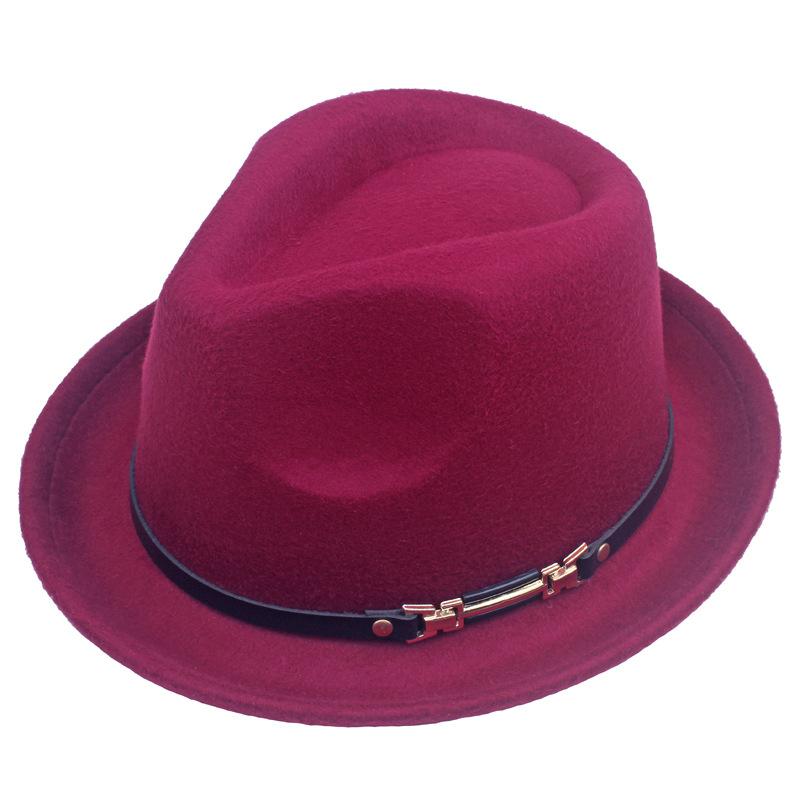 Winter Jazz Hat Women's Wool Roll-Up Small Hat Gentleman Hat Stage Performance Hat Fedoras Hat