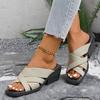 Large Size Cross-strap Thick High-heeled Slippers for Women's Summer New One-pedal Square-head Sandals for Women