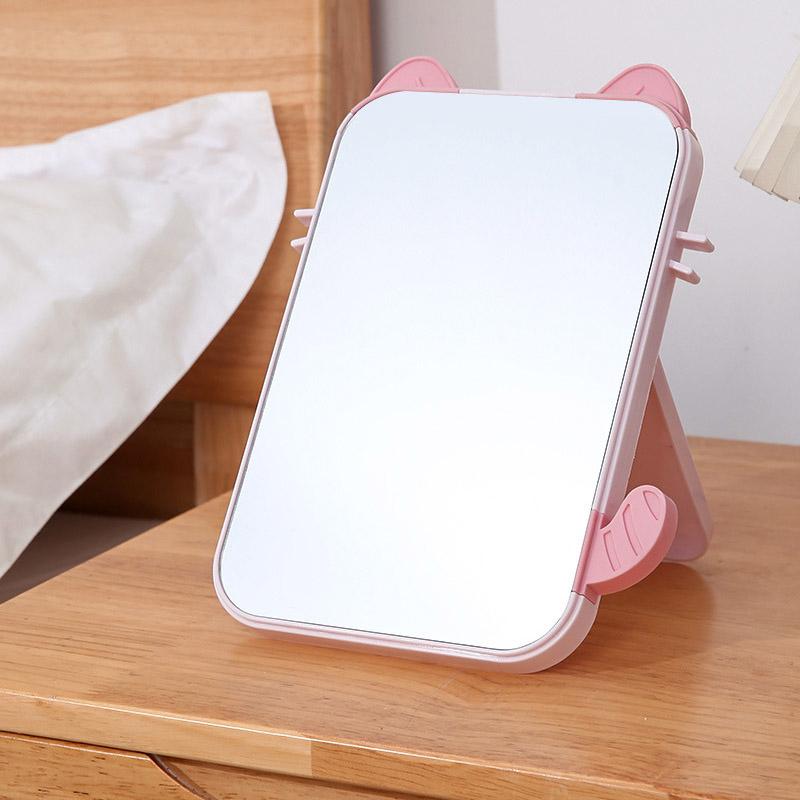 Small Folding Makeup Mirror Portable Handheld Makeup Mirror Student Dormitory Desktop Compact Mirror Dressing Tool