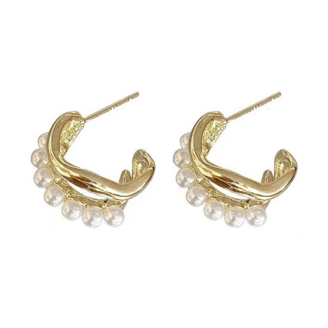 S925 Silver Needle Pearl Stud Earrings for Women