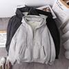 Herren Koreanischer Stil Dicke Kapuzenjacke: Lockere Passform, Mit Samt gefüttert, Reißverschluss-Kapuzenpullover für Herbst/Winter.
