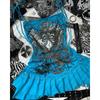 Gothic-style Niche Design Dress Y2K Slim Fit Suspender Print Fashionable Retro Punk Dress
